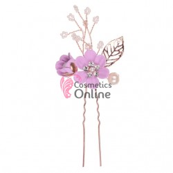 Ac metalic pentru par ACM016DD Auriu cu floare Purple si strasuri